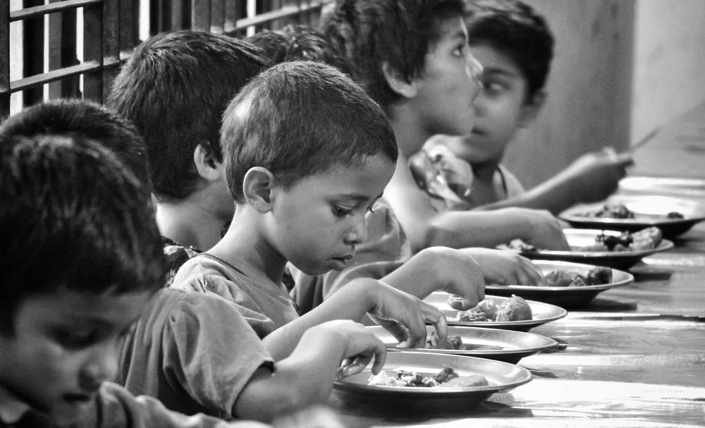 Children eating a meal